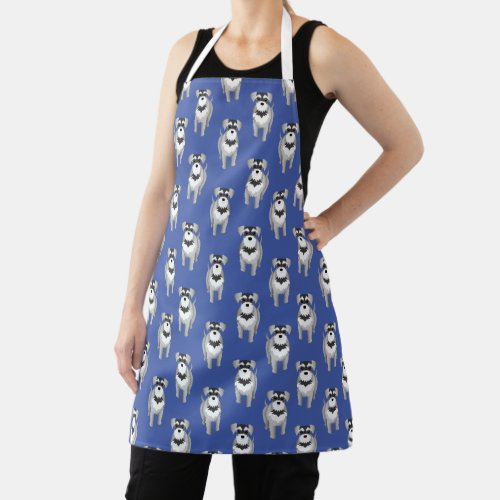 Cute Miniature Schnauzers Blue Custom Color Apron