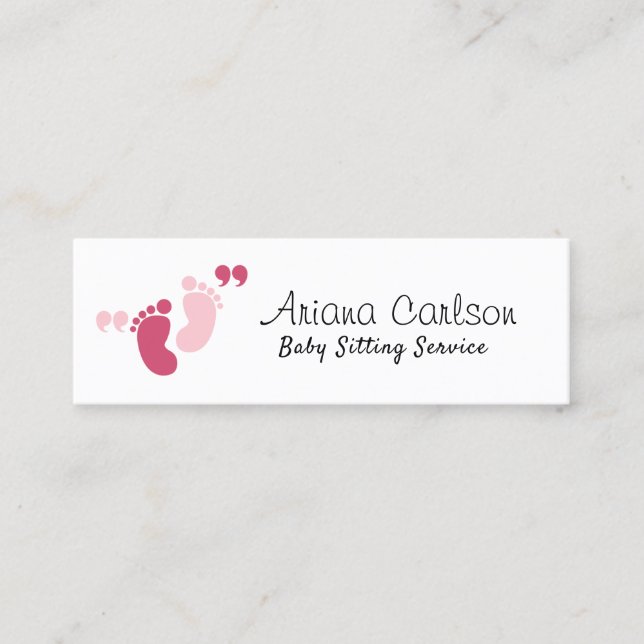 Cute Minimal Babysitting service Daycare  Mini Business Card (Front)