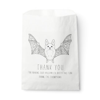 Cute Minimal Bat Line Art Halloween Thank You Favor Bag