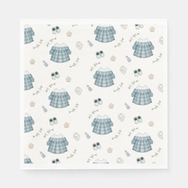 Cute Minimal Boho Clothes Pattern Baby Shower Napkins (Front)