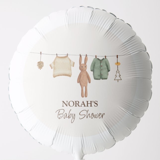 Cute Minimal Boho Winter Boy Clothes Baby Shower  Balloon (Front)