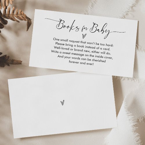 Cute Minimal Books for Baby Shower Enclosure Card