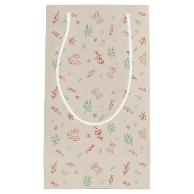 Cute Minimal Christmas Elements Small Gift Bag (Front)