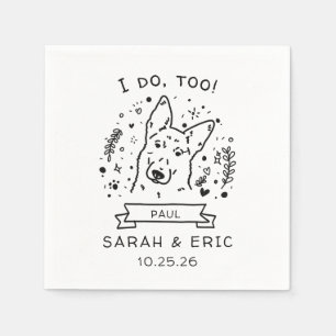 Cute Minimal Doodle German Sherpherd Dog Wedding Napkins