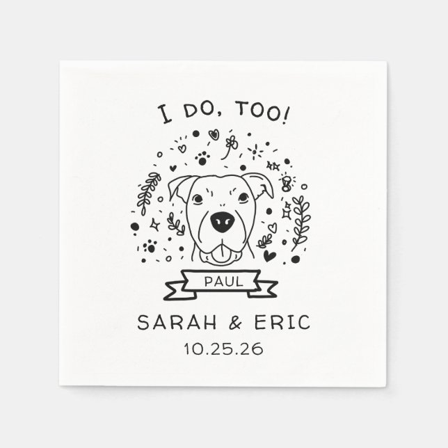 Cute Minimal Doodle Retriever Dog Wedding Napkins (Front)
