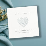 Cute Minimal Dusky Blue Floral Heart Bridal Shower Napkins<br><div class="desc">For any further customisation or any other matching items,  please feel free to contact me at yellowfebstudio@gmail.com</div>