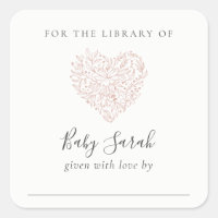 Cute Minimal Dusky Blush Floral Heart Baby Library
