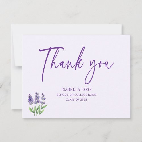 Cute Minimal Elegant Purple Floral Graduation 