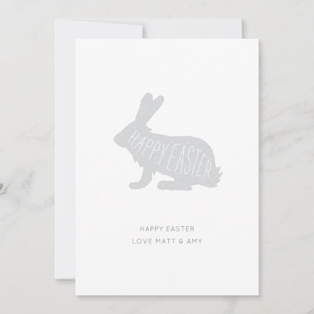 Cute Minimal Gray Happy Easter Bunny Easter Card (Front)