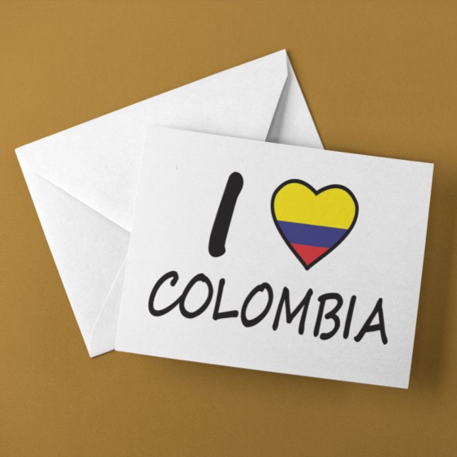Cute Minimal I love Colombia Colombian Flag Postcard (Cute Minimal I love Colombia Colombian Flag Postcard)