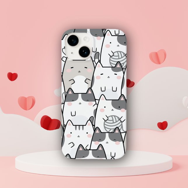 Cute Minimal Kawaii Cat Pattern iPhone / iPad case (Creator Uploaded)