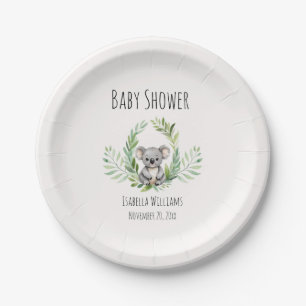 Cute Minimal Koala Bear Baby Shower Paper Plates