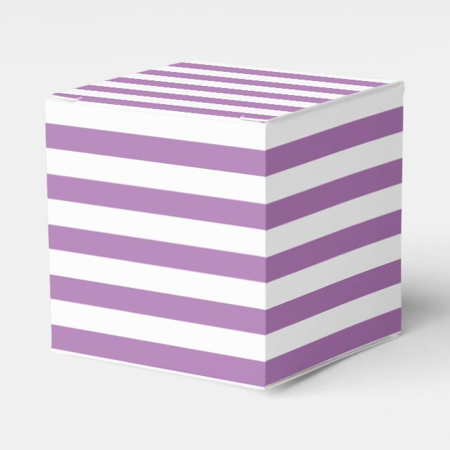 Cute Minimal Lavender Purple and White Striped Favor Boxes (Front Side)