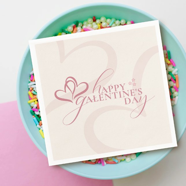 Cute Minimal Modern Pink Cream Script Galentine's  Napkins (Creator Uploaded)