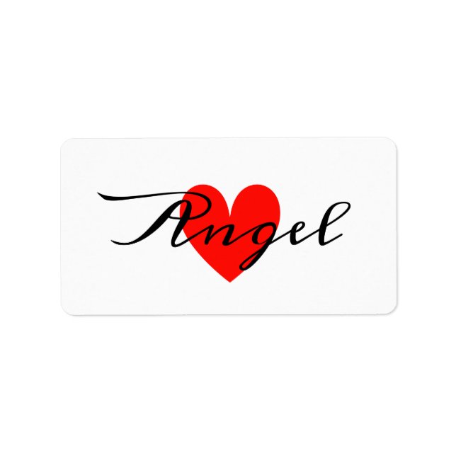  Cute Minimal Modern White Red Heart Add Your Name Label (Front)