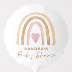 Cute Minimal Neutral Boho Rainbow Baby Shower Balloon