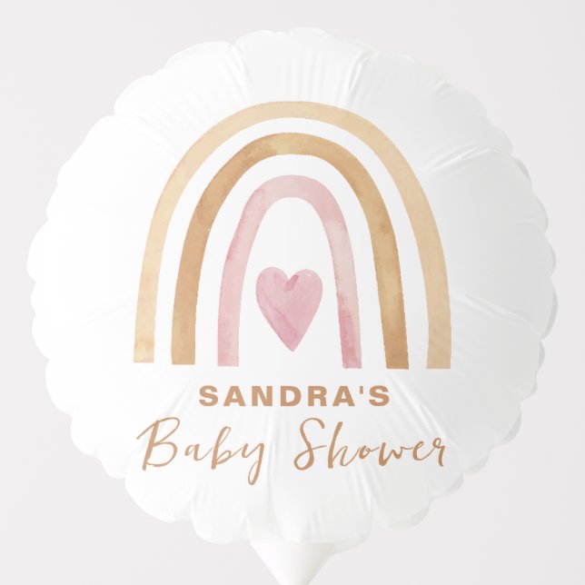Cute Minimal Neutral Boho Rainbow Baby Shower  Balloon (Front)