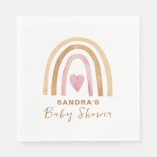 Cute Minimal Neutral Boho Rainbow Baby Shower Napkins