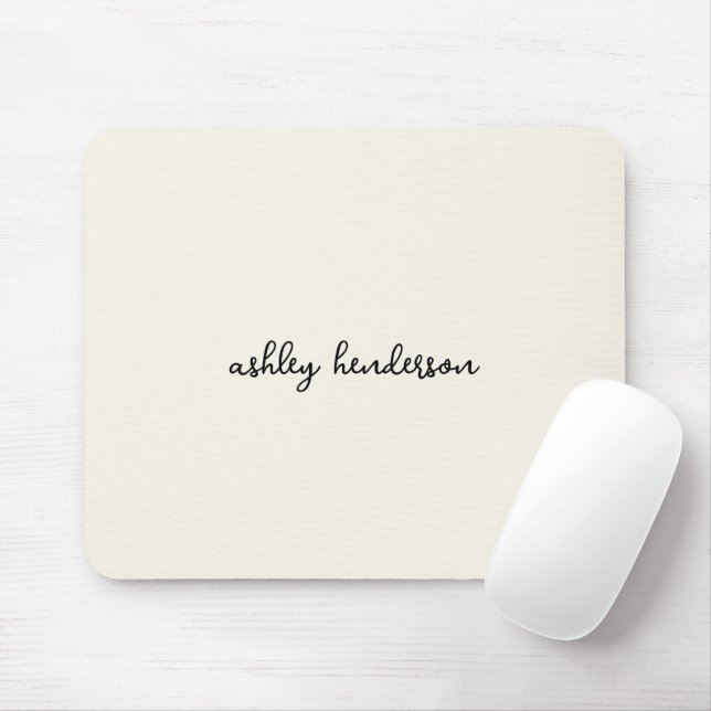 Cute Minimal Off White Monogram Add Your Full Name Mouse Pad (With Mouse)