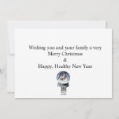 Cute Minimal One Photo Christmas Snow Globe Holiday Card (Back)
