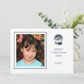 Cute Minimal One Photo Christmas Snow Globe Holiday Card (Standing Front)