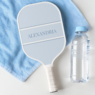 Cute Minimal Pastel Blue Gray Modern Simple Name Pickleball Paddle