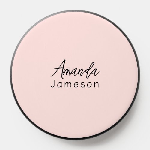 Cute Minimal Pastel Pink Monogrammed Name PopSocket