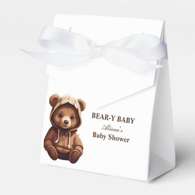 Cute Minimal Photo Bear-y baby Rustic Favor Boxes (Front Side)