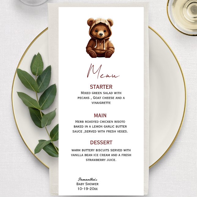 Cute Minimal Photo Bear-y  baby  Rustic menu (Creator Uploaded)