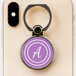 Cute Minimal Purple &amp; White Monogram Initial Phone Ring Stand