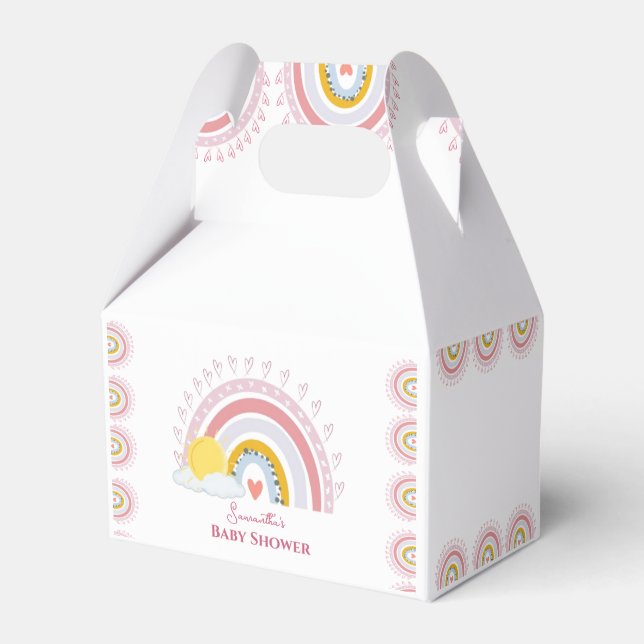 Cute Minimal Rainbow sun baby shower Favor Boxes (Front Side)