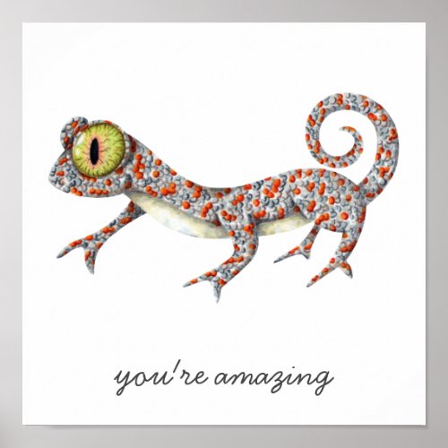 Cute Minimal Reptile Gecko Art Poster