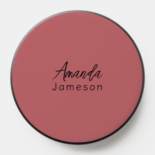 Cute Minimal Rose Pink Monogram Full Name PopSocket