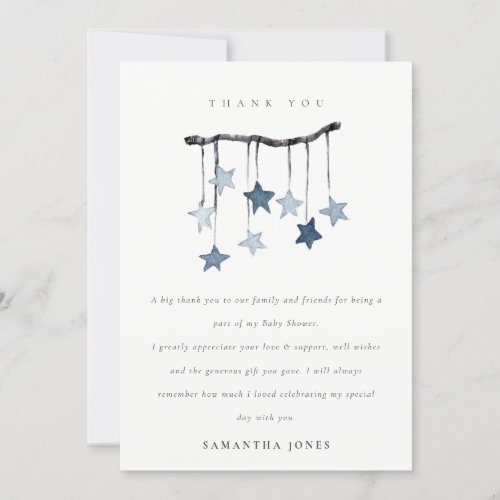 Cute Minimal Star Mobile Blue Boy Baby Shower