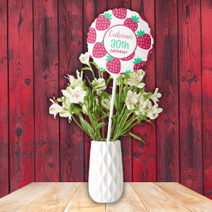 Cute Minimal Strawberry Pattern in Red and Green Balloon