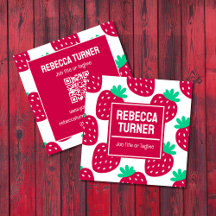 Cute Minimal Strawberry Pattern, QR Code