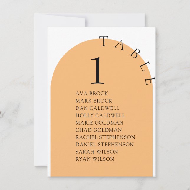 Cute Minimal Table Number Seating Chart (Front)