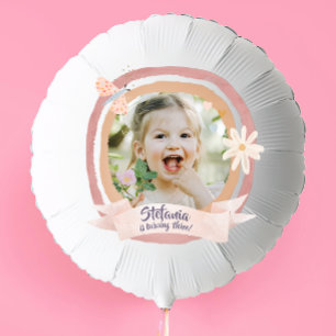 Cute Minimalistіc Pink Girl Birthday Photo Balloon