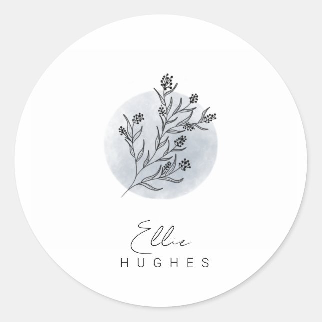 Cute minimalist and Scandinavian floral moon Classic Round Sticker (Front)