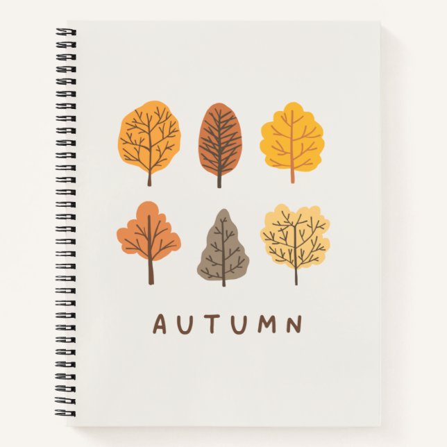 Cute Minimalist Autumn Tree Notebook (Front)