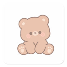 Cute Minimalist Bear Gift & Envelope Sticker