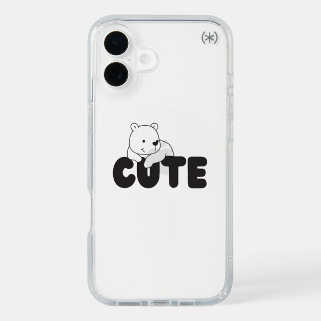 Cute Minimalist Bear iPhone 16 Plus Case (Front)