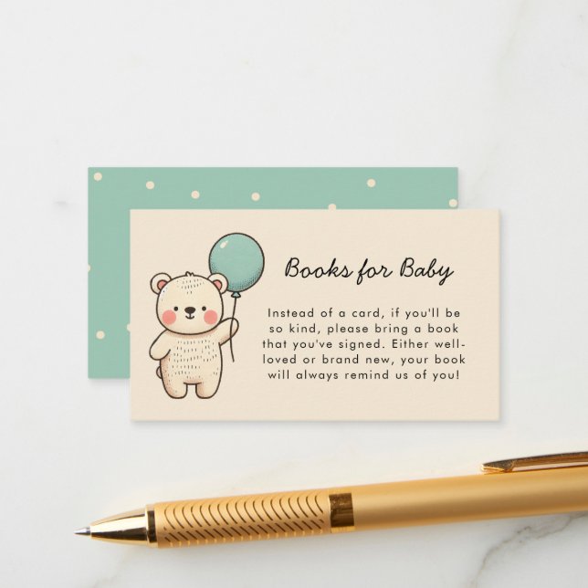 Cute Minimalist Bearly Wait Books for Baby  Enclosure Card (Front/Back In Situ)