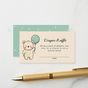 Cute Minimalist Bearly Wait Diaper Raffle Enclosure Card