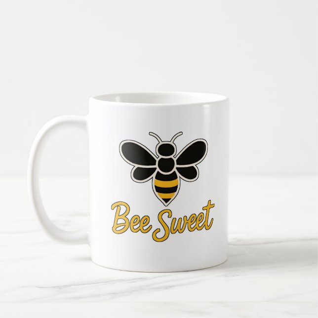Cute Minimalist Bee Sweet Design Coffee Mug (Left)