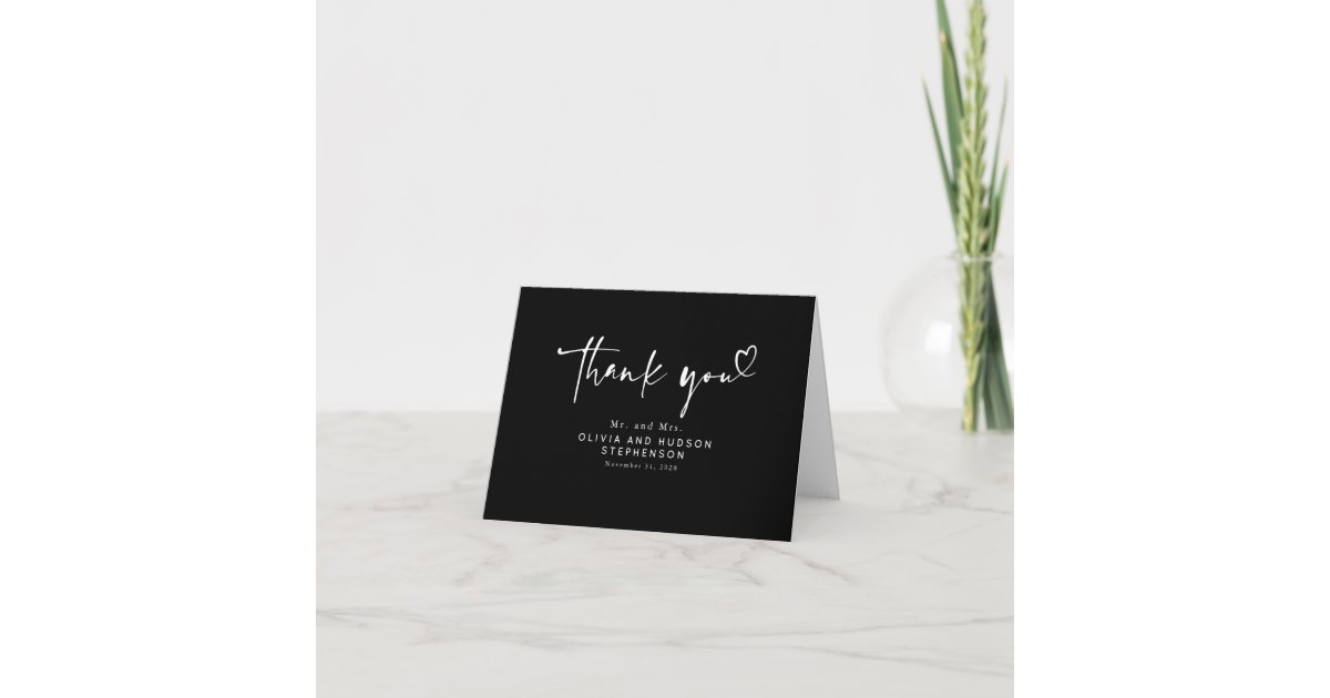 Cute Minimalist Black and White Thank You Card | Zazzle