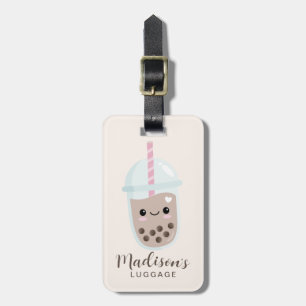 Cute Minimalist Boba Bubble Tea Luggage Tag
