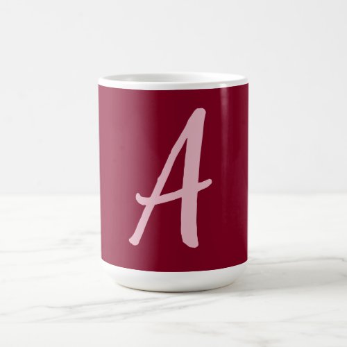 Cute Minimalist Burgundy Red Calligraphy Monogram Coffee Mug