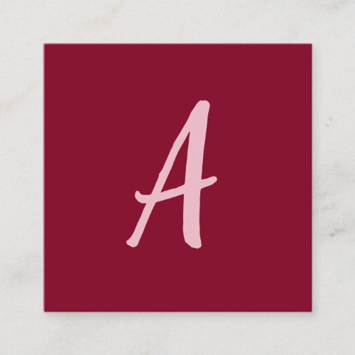 Cute Minimalist Burgundy Red Calligraphy Monogram Enclosure Card