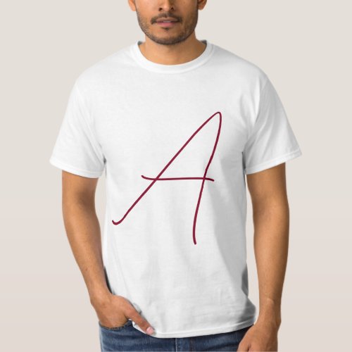 Cute Minimalist Burgundy Red Calligraphy Monogram T_Shirt